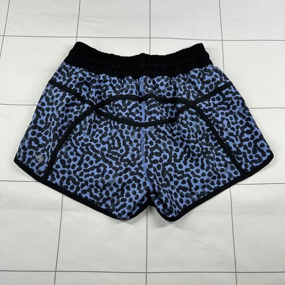Lululemon Shorts Womens 6 Blue Black Tracker Ace Spot Lullaby Athletic Gym Run - Picture 2 of 10